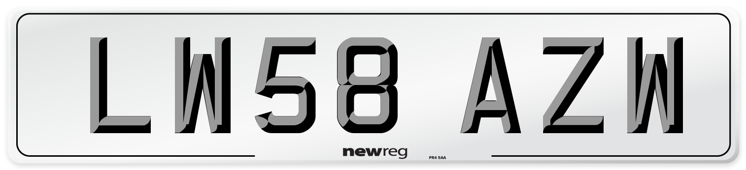 LW58 AZW Number Plate from New Reg